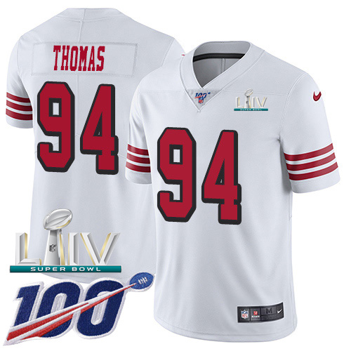 San Francisco 49ers Nike #94 Solomon Thomas White Super Bowl LIV 2020 Rush Youth Stitched NFL Limited 100th Season Jersey->san francisco 49ers->NFL Jersey